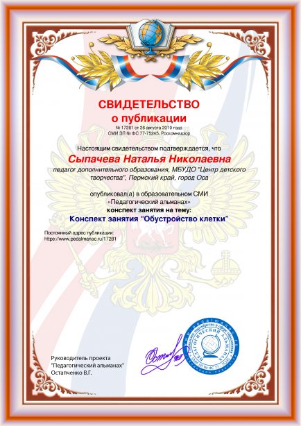 Свидетельство о публикации № 17281