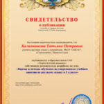 «Формы и методы обучения на современном учебном занятии по русскому языку в 5 классе»