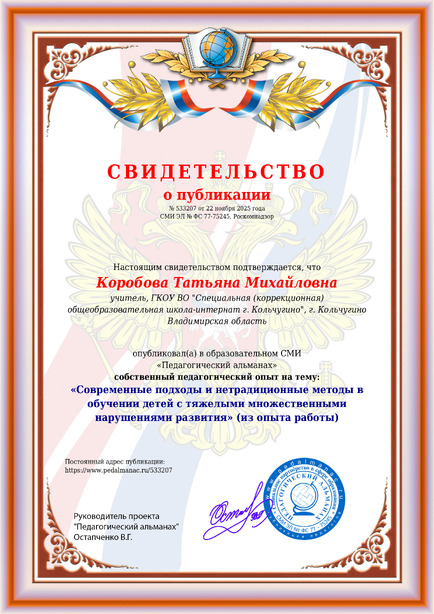 Свидетельство о публикации № 533207