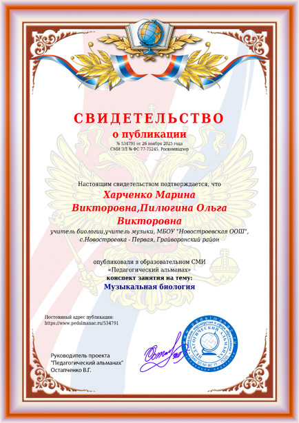 Свидетельство о публикации № 534791