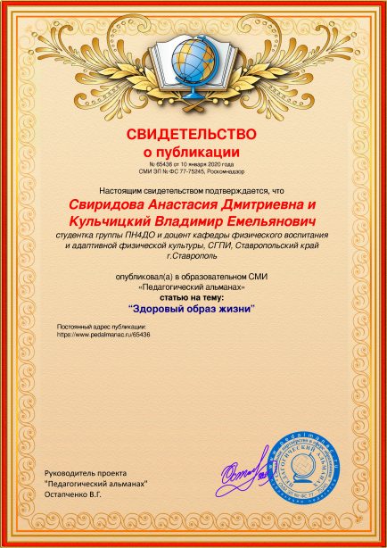 Свидетельство о публикации № 65436